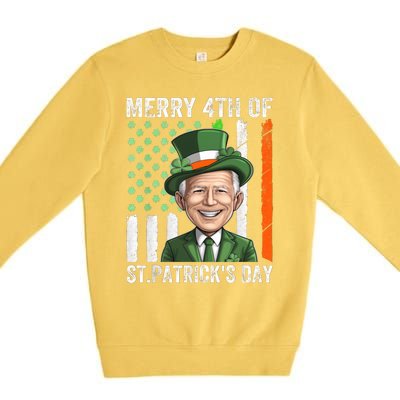 Funny Merry 4th Of St PatrickS Day Joe Biden Leprechaun Hat Gift Premium Crewneck Sweatshirt