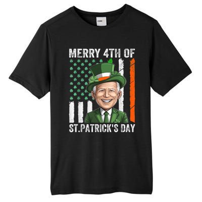 Funny Merry 4th Of St PatrickS Day Joe Biden Leprechaun Hat Gift Tall Fusion ChromaSoft Performance T-Shirt