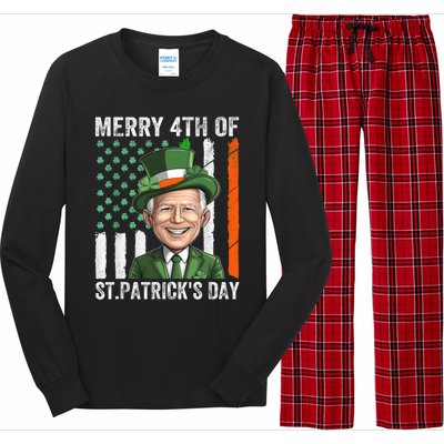 Funny Merry 4th Of St PatrickS Day Joe Biden Leprechaun Hat Gift Long Sleeve Pajama Set