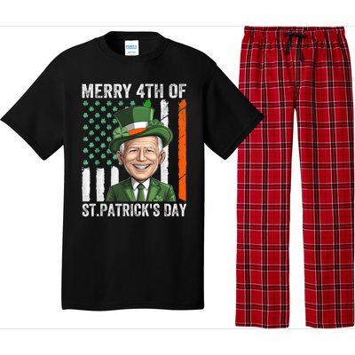 Funny Merry 4th Of St PatrickS Day Joe Biden Leprechaun Hat Gift Pajama Set