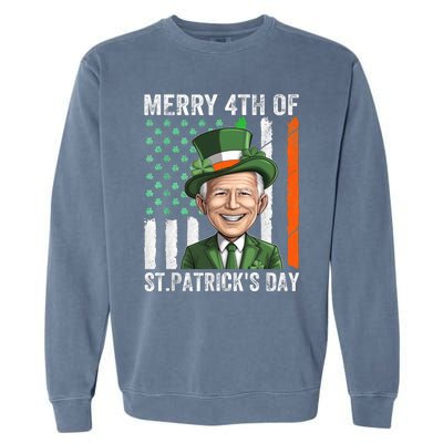 Funny Merry 4th Of St PatrickS Day Joe Biden Leprechaun Hat Gift Garment-Dyed Sweatshirt