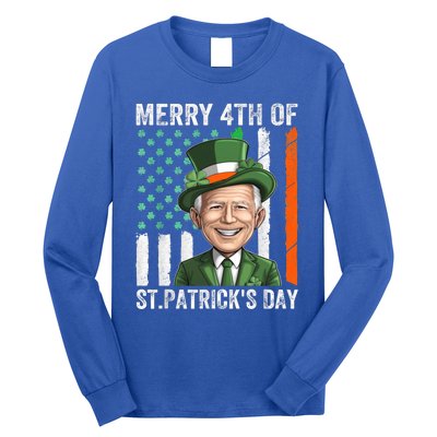 Funny Merry 4th Of St PatrickS Day Joe Biden Leprechaun Hat Gift Long Sleeve Shirt