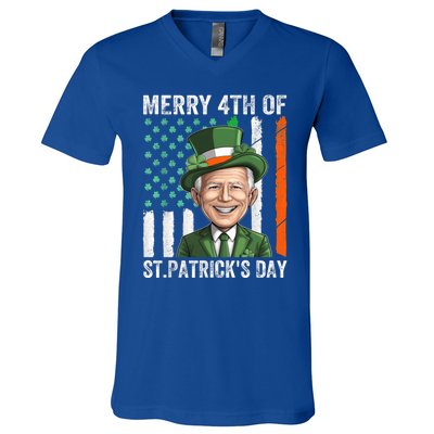 Funny Merry 4th Of St PatrickS Day Joe Biden Leprechaun Hat Gift V-Neck T-Shirt