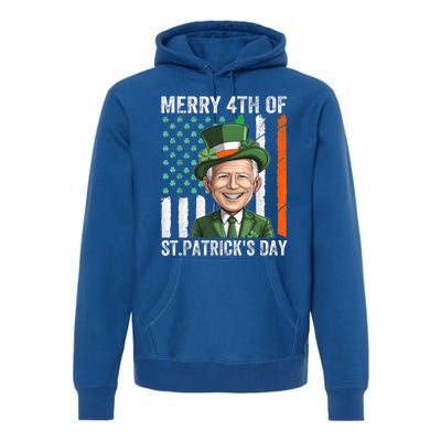 Funny Merry 4th Of St PatrickS Day Joe Biden Leprechaun Hat Gift Premium Hoodie