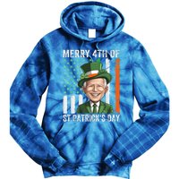 Funny Merry 4th Of St PatrickS Day Joe Biden Leprechaun Hat Gift Tie Dye Hoodie