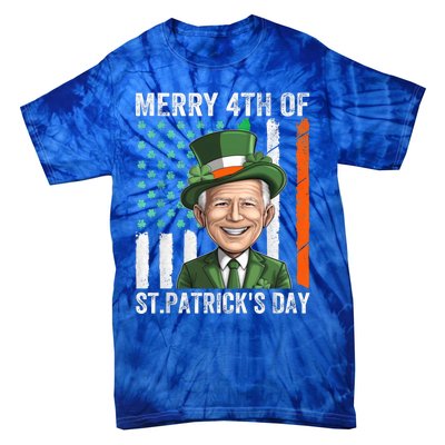 Funny Merry 4th Of St PatrickS Day Joe Biden Leprechaun Hat Gift Tie-Dye T-Shirt