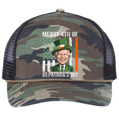 Funny Merry 4th Of St PatrickS Day Joe Biden Leprechaun Hat Gift Retro Rope Trucker Hat Cap