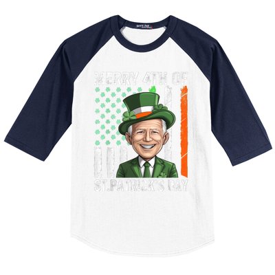 Funny Merry 4th Of St PatrickS Day Joe Biden Leprechaun Hat Gift Baseball Sleeve Shirt