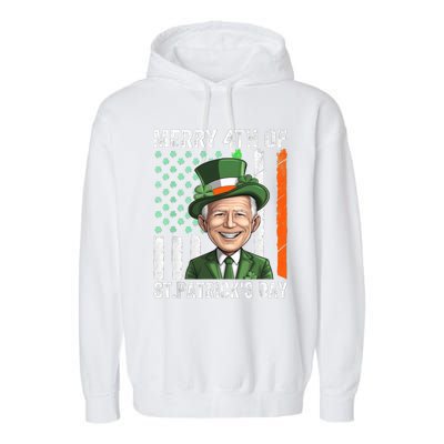 Funny Merry 4th Of St PatrickS Day Joe Biden Leprechaun Hat Gift Garment-Dyed Fleece Hoodie