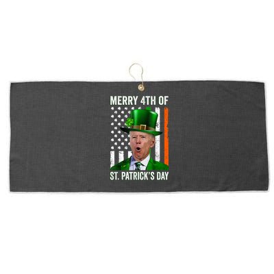 Funny Merry 4th Of St Patrick's Day Joe Biden Leprechaun Hat Large Microfiber Waffle Golf Towel