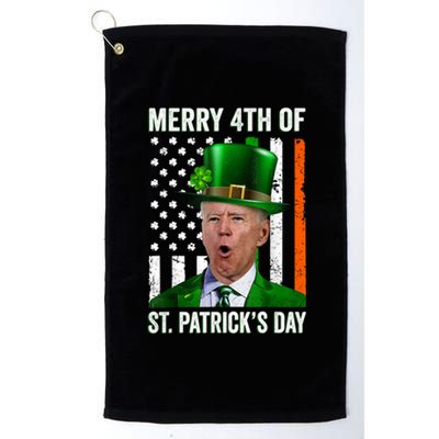 Funny Merry 4th Of St Patrick's Day Joe Biden Leprechaun Hat Platinum Collection Golf Towel