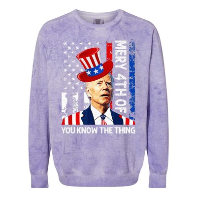 Funny Merry 4th Of You Know..The Thing 4th Of July USA Flag Colorblast Crewneck Sweatshirt