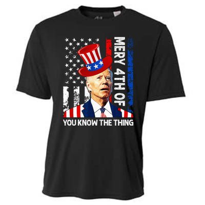 Funny Merry 4th Of You Know..The Thing 4th Of July USA Flag Cooling Performance Crew T-Shirt