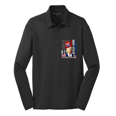 Funny Merry 4th Of You Know..The Thing 4th Of July USA Flag Silk Touch Performance Long Sleeve Polo