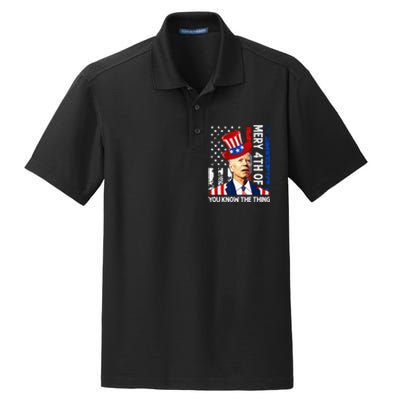 Funny Merry 4th Of You Know..The Thing 4th Of July USA Flag Dry Zone Grid Polo