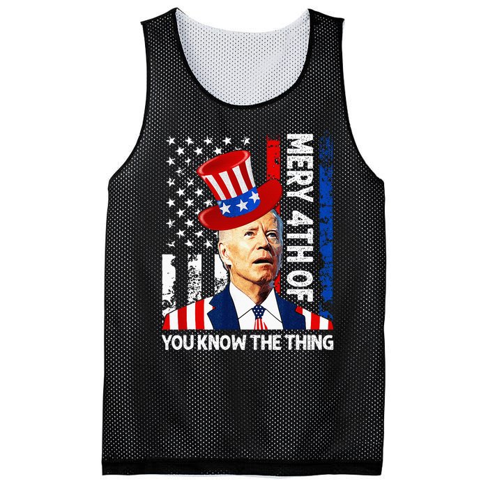 Funny Merry 4th Of You Know..The Thing 4th Of July USA Flag Mesh Reversible Basketball Jersey Tank