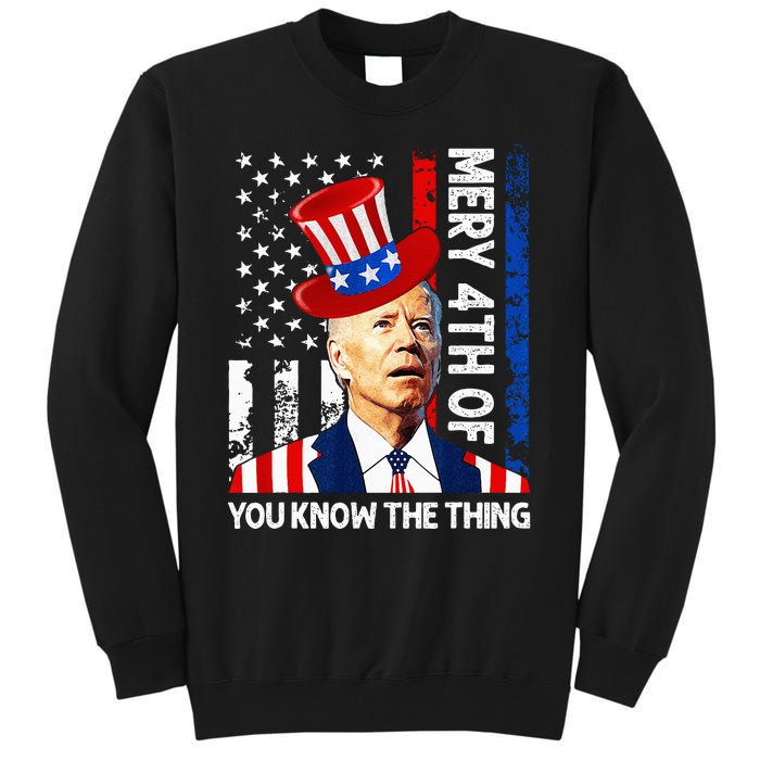 Funny Merry 4th Of You Know..The Thing 4th Of July USA Flag Tall Sweatshirt