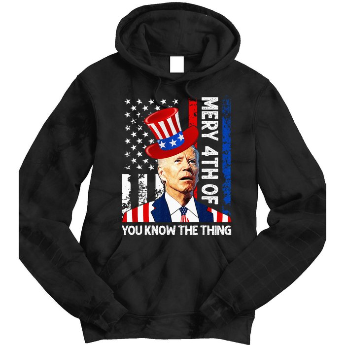 Funny Merry 4th Of You Know..The Thing 4th Of July USA Flag Tie Dye Hoodie