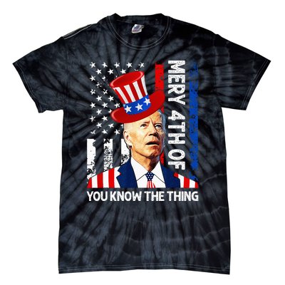 Funny Merry 4th Of You Know..The Thing 4th Of July USA Flag Tie-Dye T-Shirt