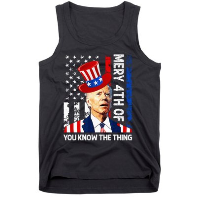 Funny Merry 4th Of You Know..The Thing 4th Of July USA Flag Tank Top