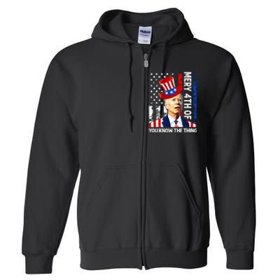 Funny Merry 4th Of You Know..The Thing 4th Of July USA Flag Full Zip Hoodie