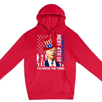 Funny Merry 4th Of You Know..The Thing 4th Of July USA Flag Premium Pullover Hoodie