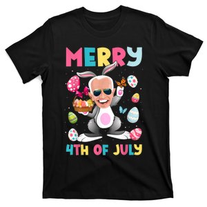 Funny Merry 4th Of July Bunny Confused Joe Biden Easter Day T-Shirt