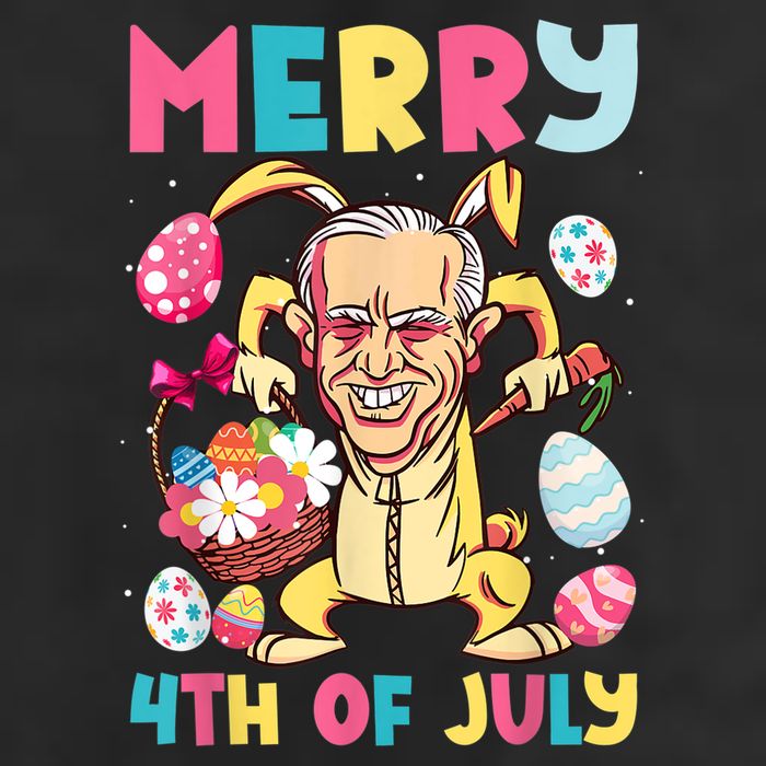 Funny Merry 4th Of July Bunny Confused Joe Biden Easter Day 7 Panel Mesh Trucker Snapback Hat
