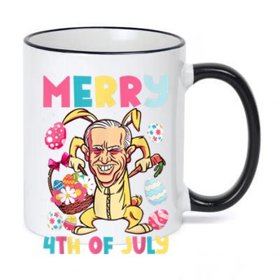 Funny Merry 4th Of July Bunny Confused Joe Biden Easter Day 11oz Black Color Changing Mug