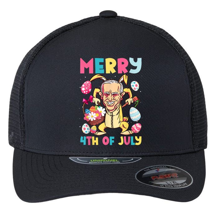 Funny Merry 4th Of July Bunny Confused Joe Biden Easter Day Flexfit Unipanel Trucker Cap