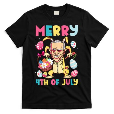 Funny Merry 4th Of July Bunny Confused Joe Biden Easter Day T-Shirt