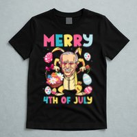 Funny Merry 4th Of July Bunny Confused Joe Biden Easter Day T-Shirt