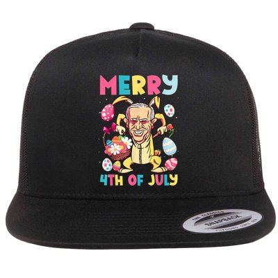 Funny Merry 4th Of July Bunny Confused Joe Biden Easter Day Flatbill Hat