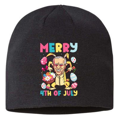 Funny Merry 4th Of July Bunny Confused Joe Biden Easter Day Sustainable Beanie