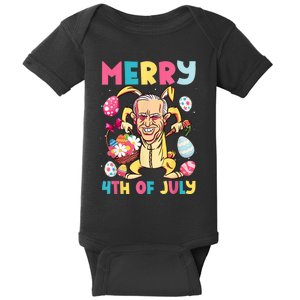 Funny Merry 4th Of July Bunny Confused Joe Biden Easter Day Baby Bodysuit