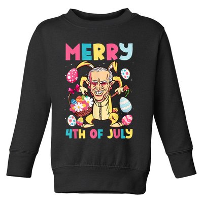 Funny Merry 4th Of July Bunny Confused Joe Biden Easter Day Toddler Sweatshirt