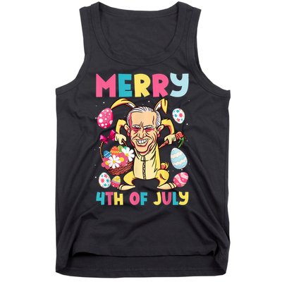 Funny Merry 4th Of July Bunny Confused Joe Biden Easter Day Tank Top