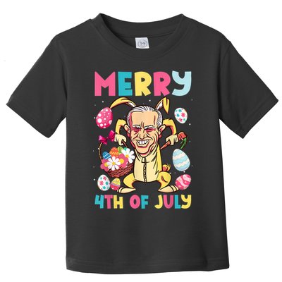 Funny Merry 4th Of July Bunny Confused Joe Biden Easter Day Toddler T-Shirt