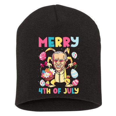 Funny Merry 4th Of July Bunny Confused Joe Biden Easter Day Short Acrylic Beanie