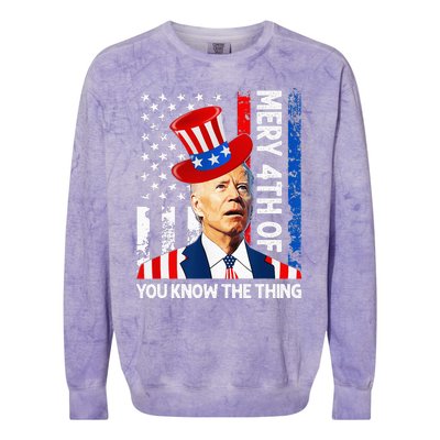 Funny Merry 4th Of You Know..The Thing 4th Of July USA Flag Colorblast Crewneck Sweatshirt