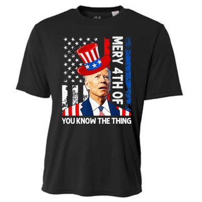 Funny Merry 4th Of You Know..The Thing 4th Of July USA Flag Cooling Performance Crew T-Shirt