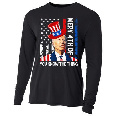 Funny Merry 4th Of You Know..The Thing 4th Of July USA Flag Cooling Performance Long Sleeve Crew