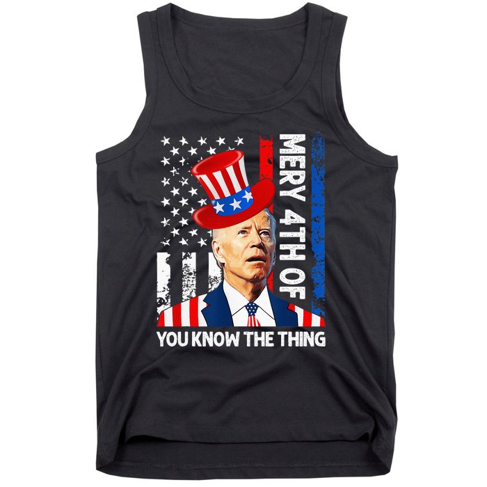 Funny Merry 4th Of You Know..The Thing 4th Of July USA Flag Tank Top