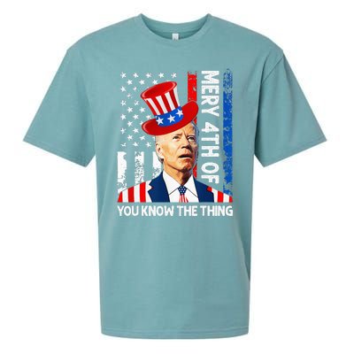 Funny Merry 4th Of You Know..The Thing 4th Of July USA Flag Sueded Cloud Jersey T-Shirt