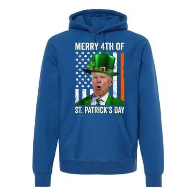 Funny Merry 4th Of St PatrickS Day Joe Biden Leprechaun Hat Gift Premium Hoodie