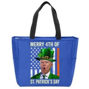 Funny Merry 4th Of St PatrickS Day Joe Biden Leprechaun Hat Gift Zip Tote Bag