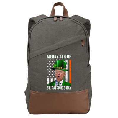 Funny Merry 4th Of St PatrickS Day Joe Biden Leprechaun Hat Gift Cotton Canvas Backpack