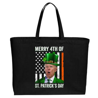 Funny Merry 4th Of St PatrickS Day Joe Biden Leprechaun Hat Gift Cotton Canvas Jumbo Tote