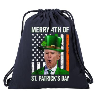 Funny Merry 4th Of St PatrickS Day Joe Biden Leprechaun Hat Gift Drawstring Bag