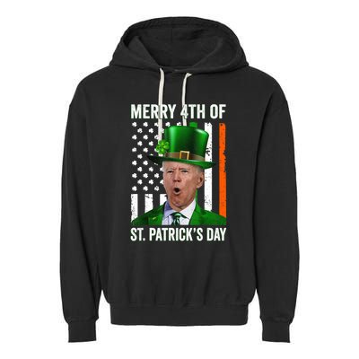 Funny Merry 4th Of St Patrick's Day Joe Biden Leprechaun Hat Garment-Dyed Fleece Hoodie